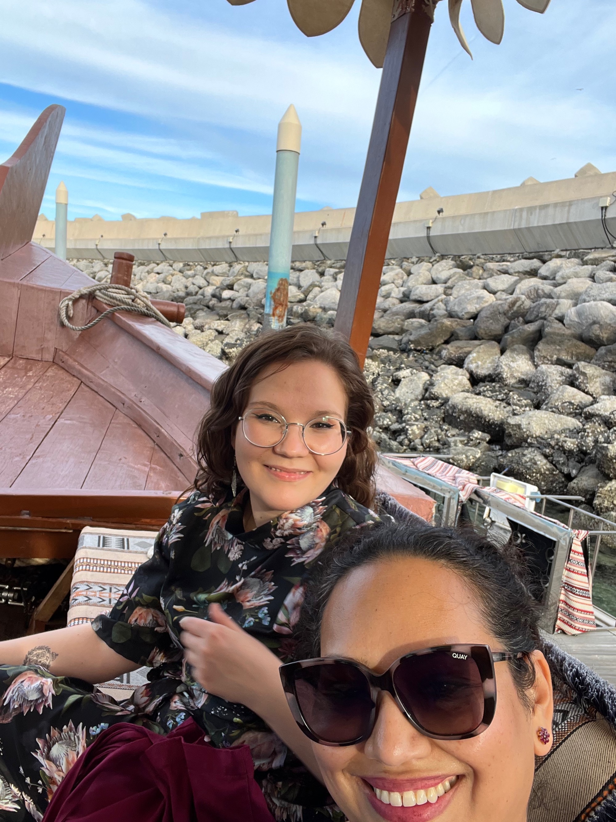 Selfie of two women on a boat